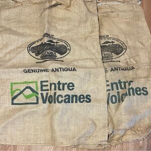 2 Guatemala Burlap Coffee Sacks Lot - Entre Volcanes & CAFCOM Jute Bags 69kg